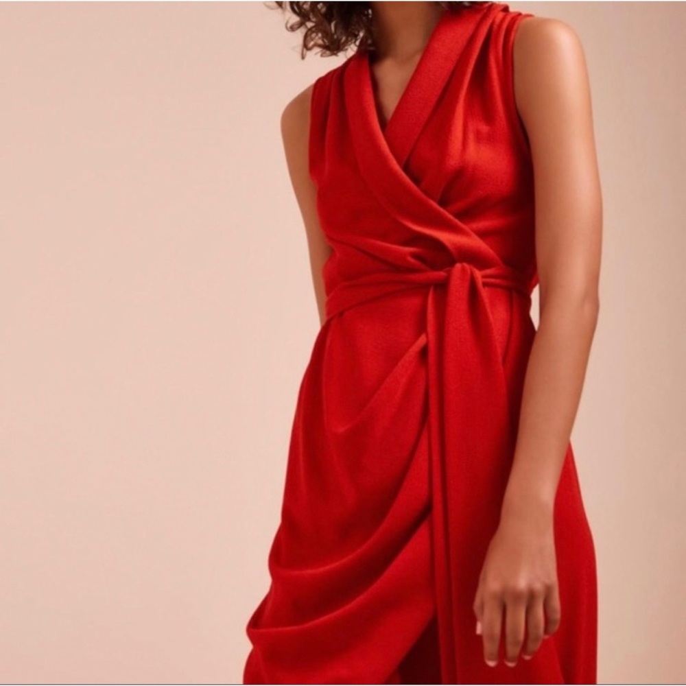 C/MEO Collective  Entice Red Asymmetrical Wrap Dress - Picture 3 of 10